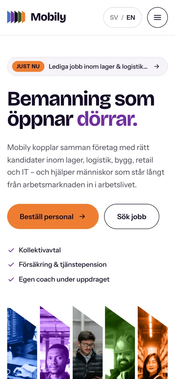 The homepage on a phone
