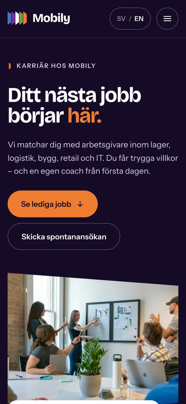 The careers page on a phone